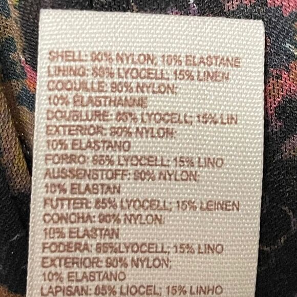 FREE PEOPLE Amber Black Floral Print Mesh Mock Neck Top M - Picture 9 of 11